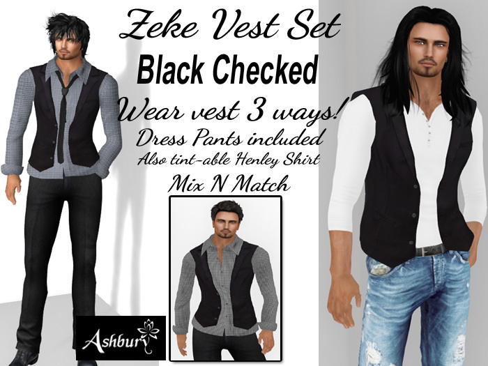 [ASHBURY] Zeke Vest Set-Black Checked Boxed