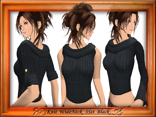 Knit WideNeck 3Set Black