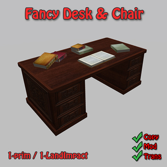 Second Life Marketplace - Fancy Desk with Chair - 1-prim 1 Land Impact ...