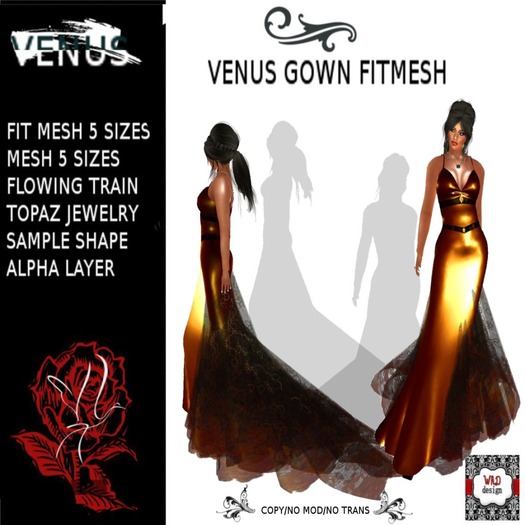 VENUS GOWN GOLD MESH