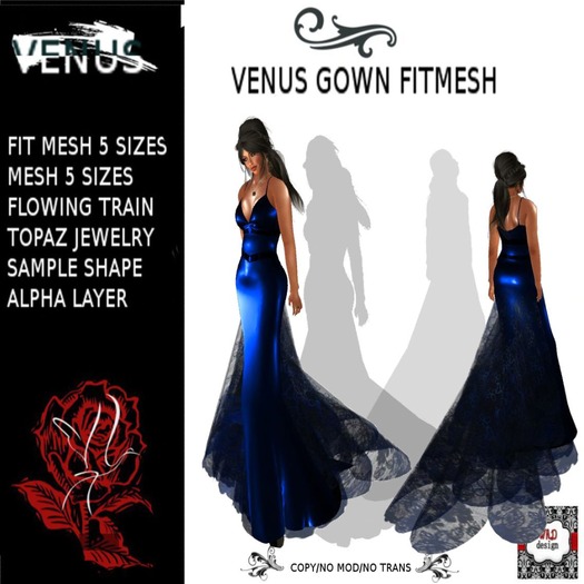 VENUS GOWN BLUE MESH