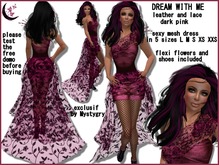 Dream with me pink mesh lace leather  flirty cocktail dress