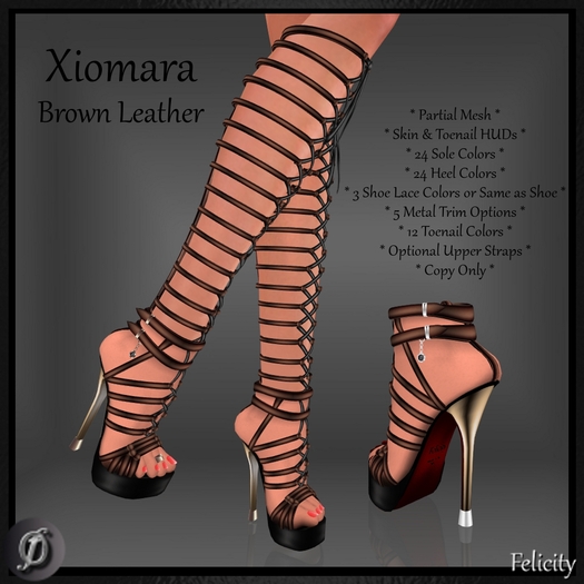 Shoes - *Felicity* Xiomara Stilettos - Brown Leather High Heels (24 Sole & 24 Heel Colors) Lace Up Knee Strappy Sandals