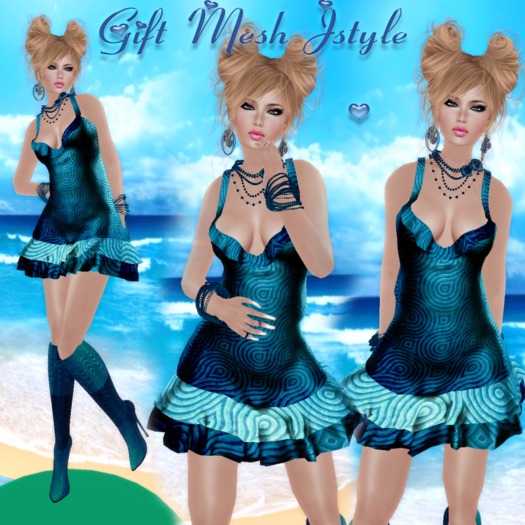 NEW GIFT COMPLETE OUTFIT +DESS MESH BLUE JSTYLE