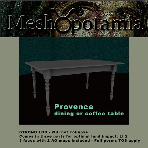 Meshopotamia Provence dining or coffee table