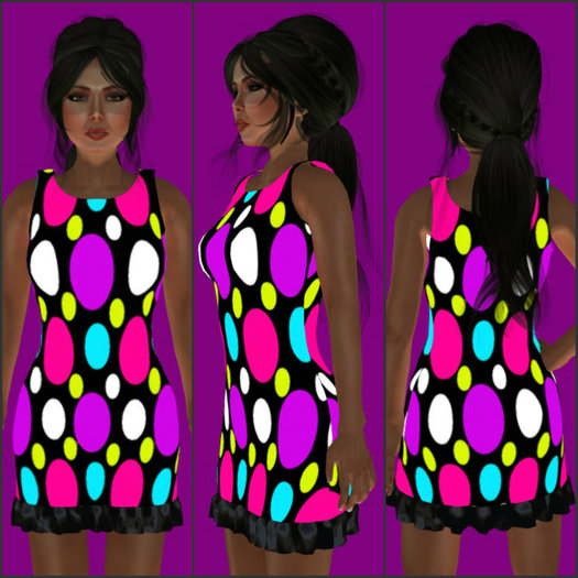 Retro Polka Dots Ruffled Mesh Dress