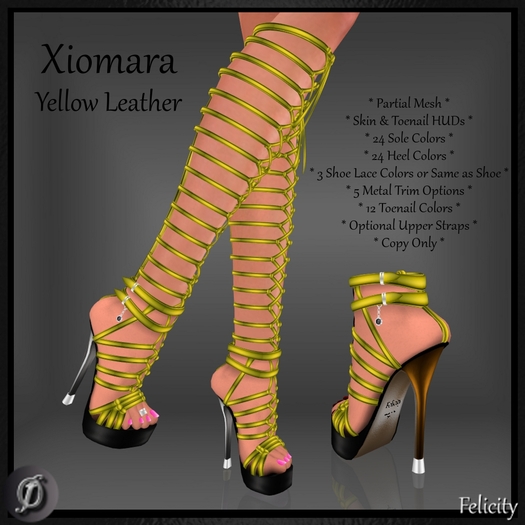 Shoes - *Felicity* Xiomara Stilettos - Yellow Leather High Heels (24 Sole & 24 Heel Colors) Laced Up Knee Strappy Sandal