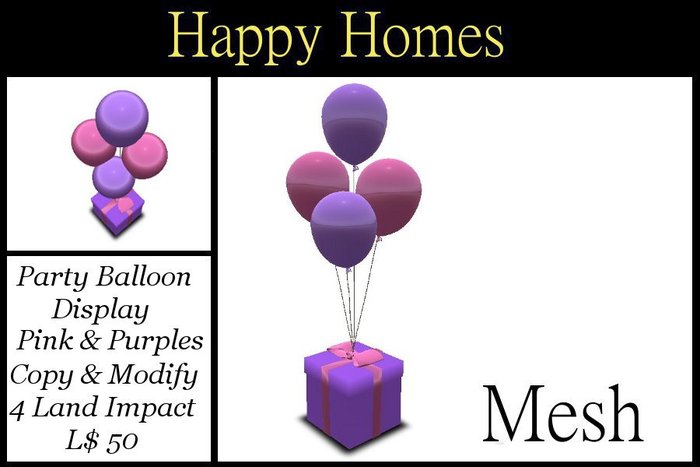 H.Homes ~ Mesh Party Balloon Display ~ Pink and Purples