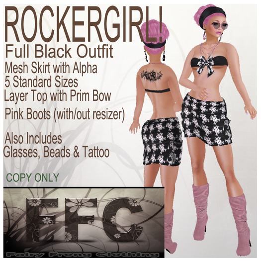 RockerGirl! BLACK  Full Outfit