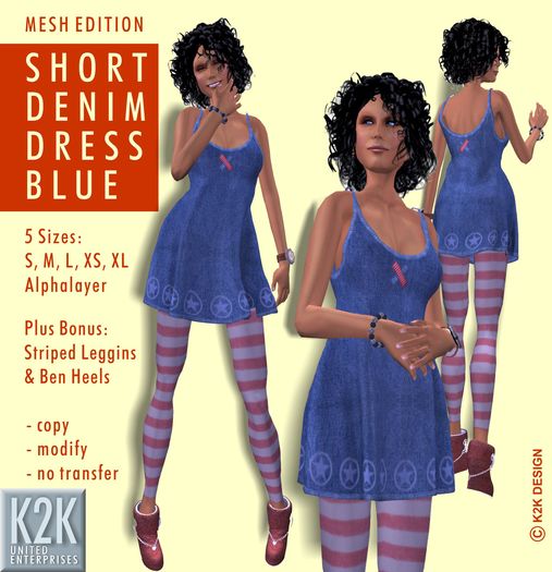 mesh - short denim dress blue #