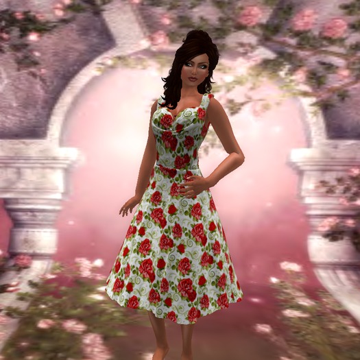 Swing Dress Red Rose