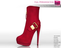 Full Perm Mesh Front Zip Buckled Ankle Boots