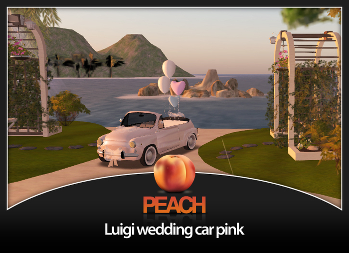 Peach Luigi wedding car pink 