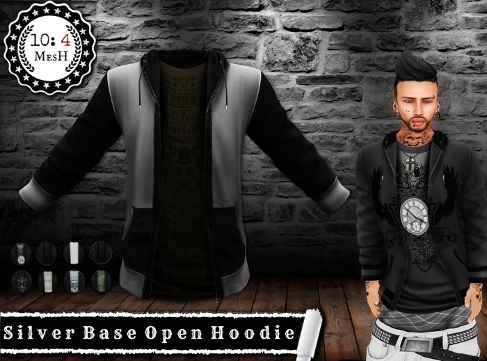 *10: 4 ~ MesH ~ Open Hoodie ~ Main Silver ~ With Tee Texture Change