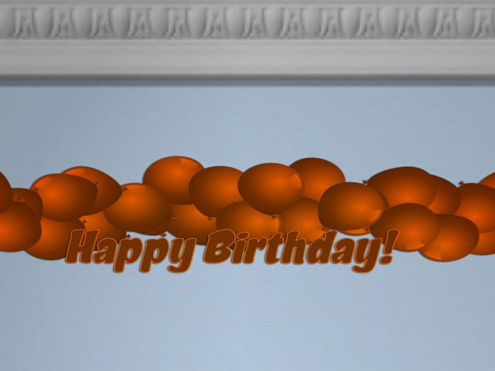 Balloon happy birthday (orange banner)
