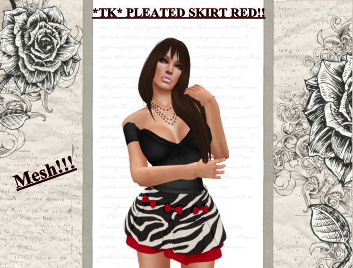 *TK* PLEATED SKIRT RED 