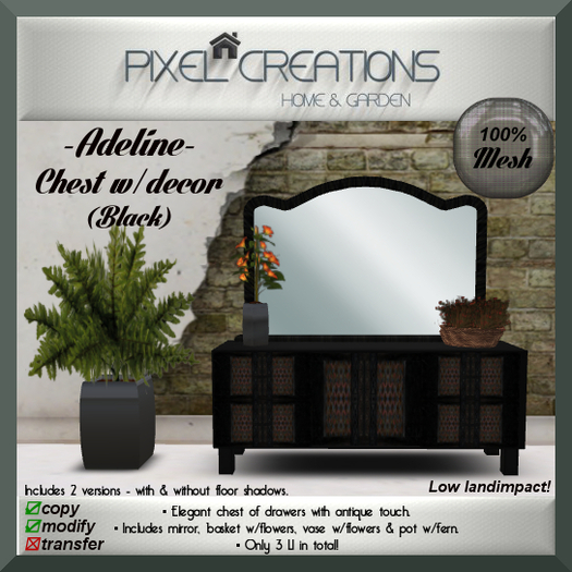 [PC] ADELINE - CHEST W/DECOR (BLACK)(Mesh) (Boxed)