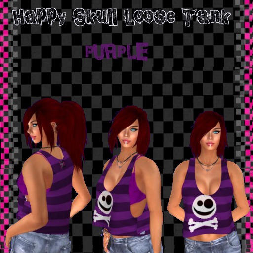 Happy Skull Loose Tank Purple