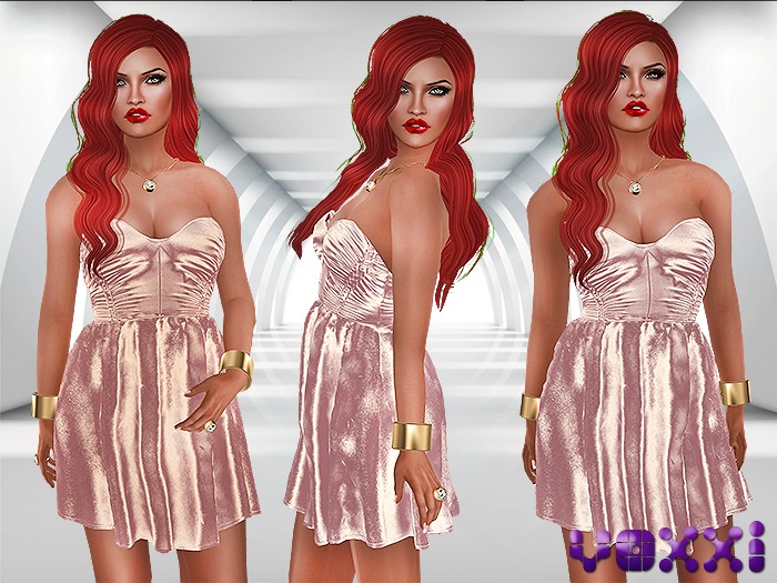 .::voxxi::. [Amanda] Strapless Dress Satin Pink