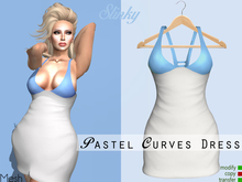 Pastel Curves Mesh Dress - Blue & White