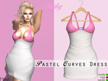 Pastel Curves Mesh Dress - Pink & White