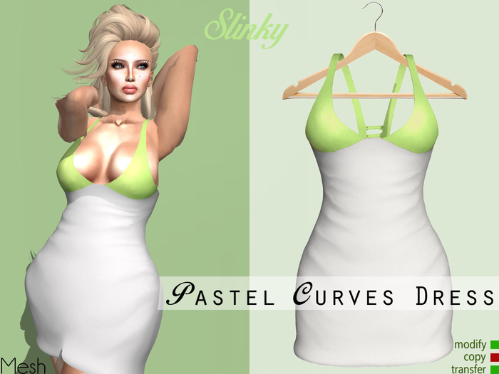 Pastel Curves Mesh Dress - Green & White