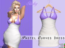 Pastel Curves Easter Mesh Dress - Purple & White