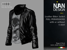 .:Nian Design:.067-Male Leahter Biker Jacket with t-shirt Mesh Full Permissions