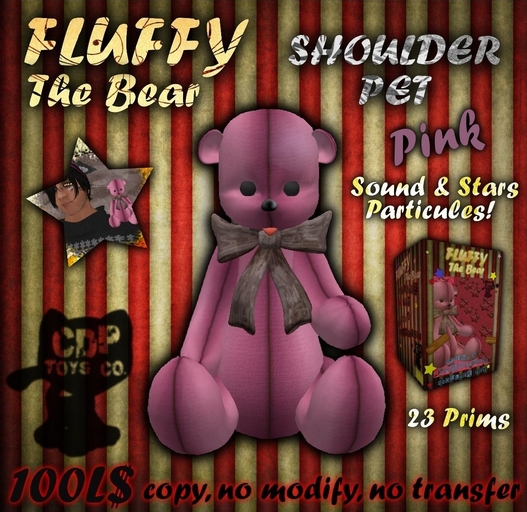 Fluffy the Bear Shoulder Pet "Pink" 