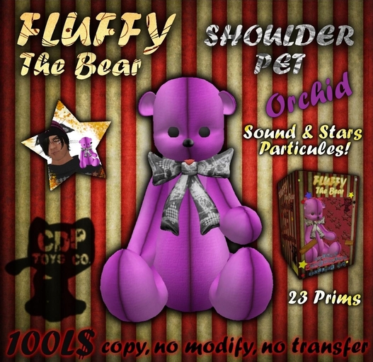 Fluffy the Bear Shoulder Pet "Orchid" 