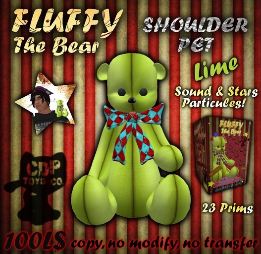 Fluffy the Bear Shoulder Pet "Lime" 