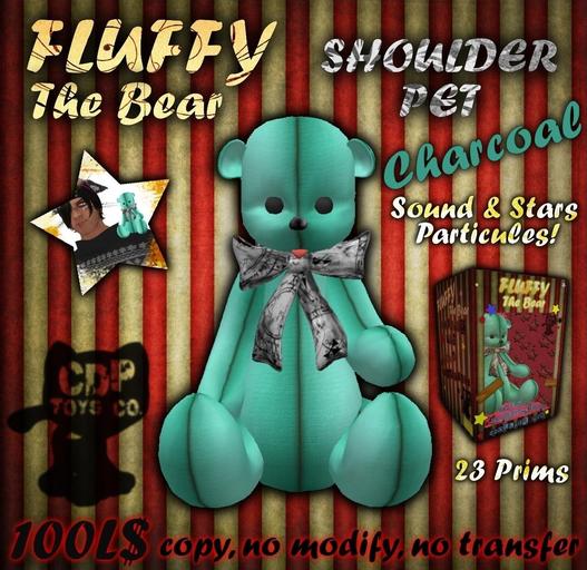 Fluffy the Bear Shoulder pet "Charcoal" 