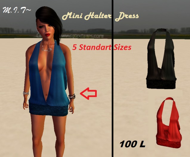 M.I.T~ Mini Halter Dress Blue