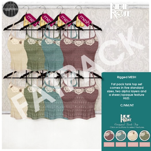 ~*INDIE ROSE*~ MESH Cropped Tank Tops - FATPACK