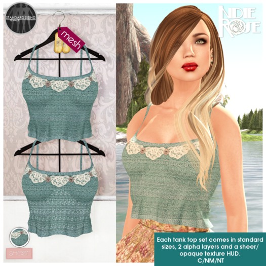 ~*INDIE ROSE*~ MESH Cropped Tank Top - Blue