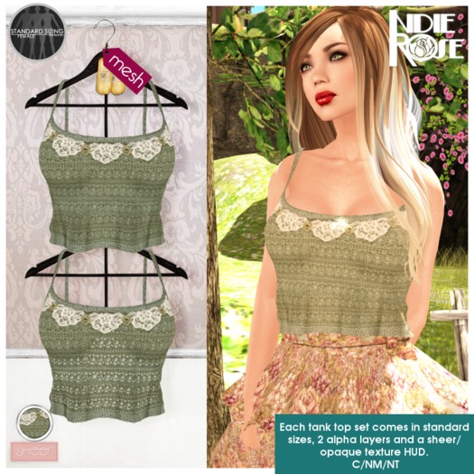 ~*INDIE ROSE*~ MESH Cropped Tank Top - Moss