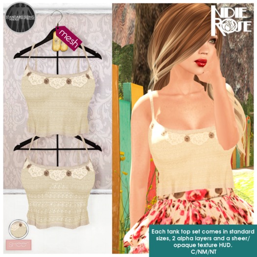 ~*INDIE ROSE*~ MESH Cropped Tank Top - Cream