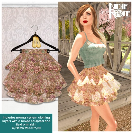 ~*INDIE ROSE*~ Layered Floral Skirt - F1