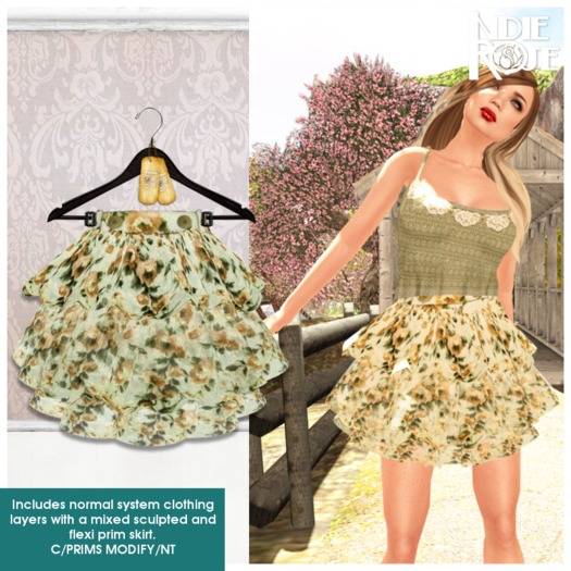 ~*INDIE ROSE*~ Layered Floral Skirt - F1