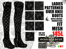 Mesh Head - Patterned Over Knee Boots - FitMesh