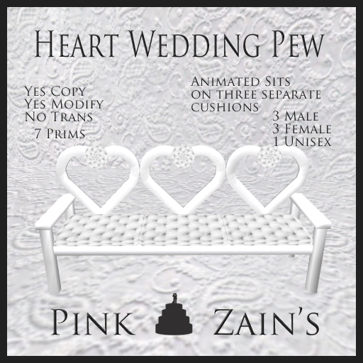 Heart Wedding Pew - White