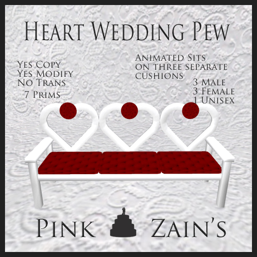 Heart Wedding Pew - Red