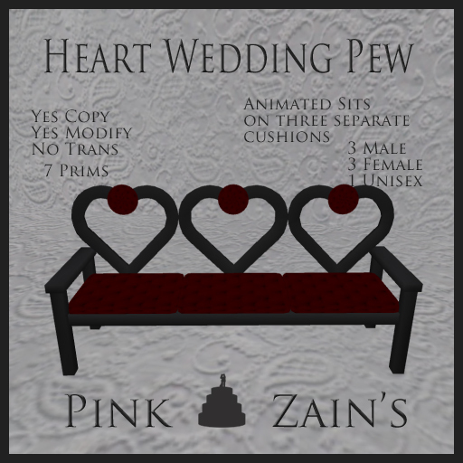 Heart Wedding Pew - Goth/Red