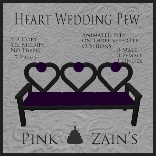 Heart Wedding Pew - Goth/Purple