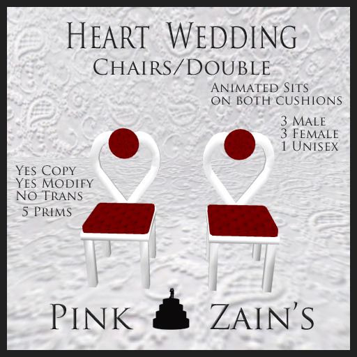 Heart Wedding Chair/Double - Red