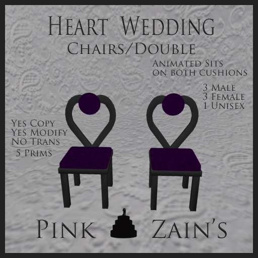 Heart Wedding Chair/Double - Goth/Purple