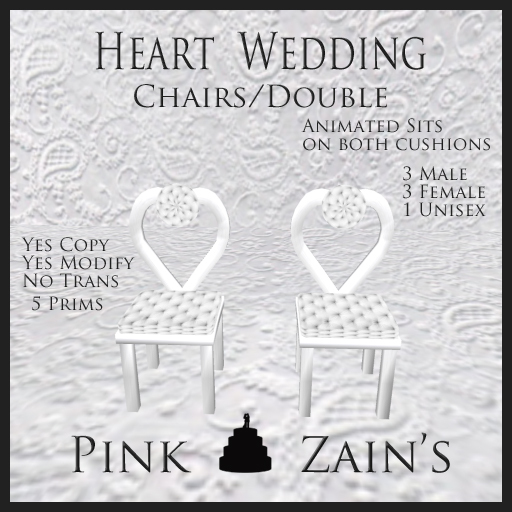 Heart Wedding Chair/Double - White