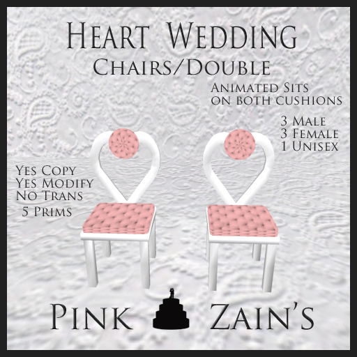 Heart Wedding Chair/Double - Pink