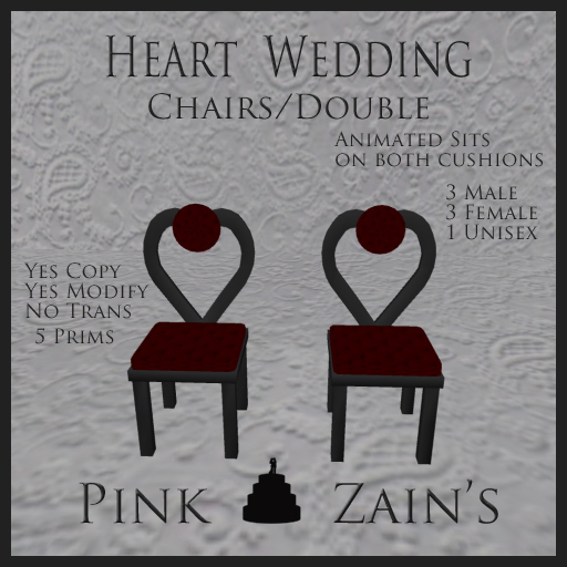Heart Wedding Chair/Double - Goth/Red