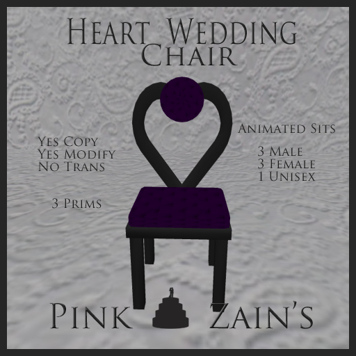 Heart Wedding Chair/Single - Goth/Purple